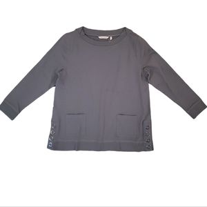 Soft Surroundings Gray Tunic Blouse Top Side Grommet Snap‎ Closure Sweats…